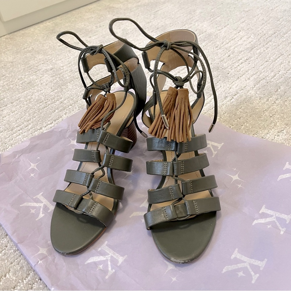 Marc Fisher Strappy Army Green Heeled Scandals Size 6